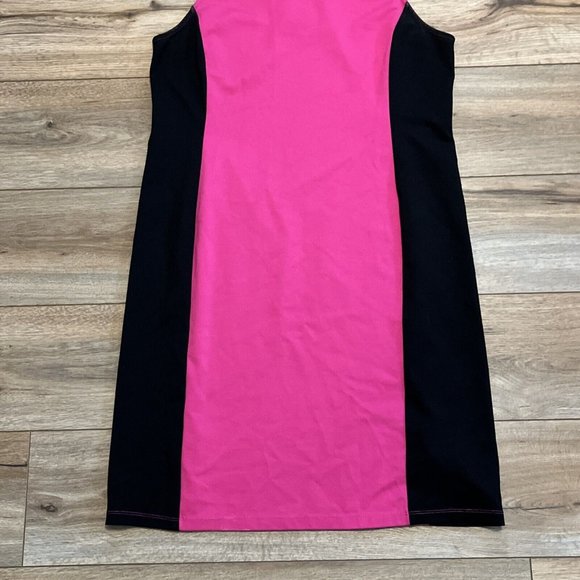 Women's LRL Ralph Lauren Shift Dress SZ Large Pink Black Stretch Pullover - Picture 3 of 11